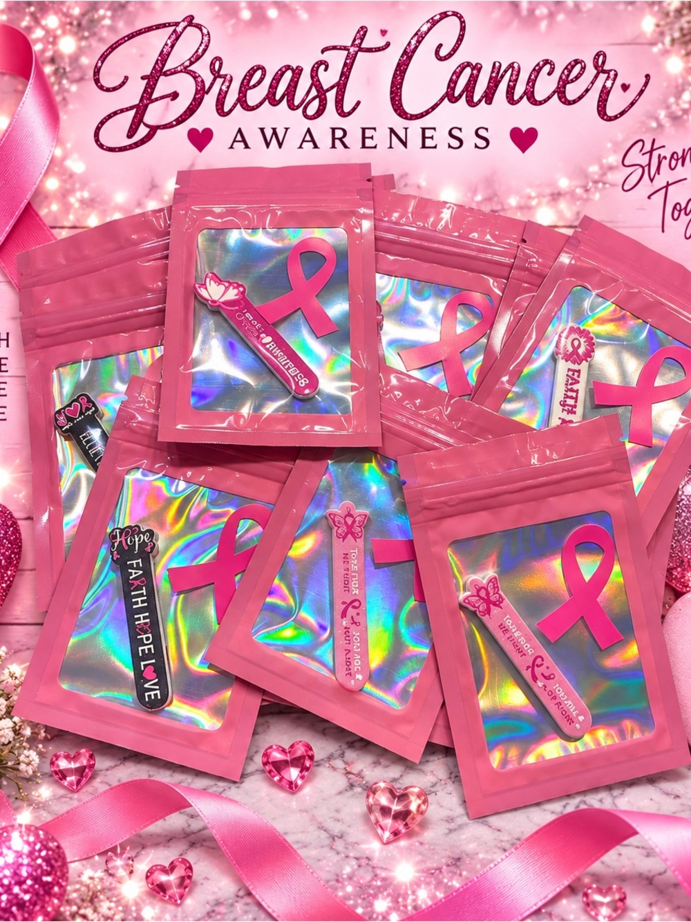 *Buy Now” Breast Cancer Awareness Nail File Thank You’s Set of 15